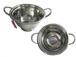 12 Wholesale Stainless Colander 8.7"diax5.25"h