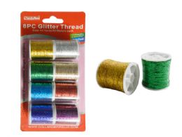 144 Wholesale 8 Pc Glitter Thread Spools