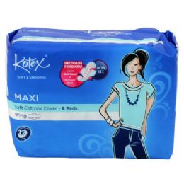 48 Wholesale 8 Piece Kotex Soft & Smooth Maxi Plus Pad