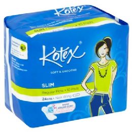 48 Pieces 10 Piece Kotex Soft & Smooth Slim Pad - Personal Care Items