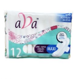 48 Pieces 12 Piece Ava Maxi Long Sanitary Pads - Personal Care Items