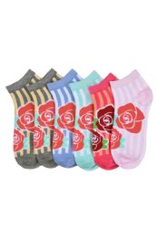 216 Pairs Girls Printed Casual Spandex Ankle Socks Size 9-11 Roses - Girls Ankle Sock