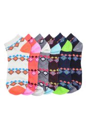 216 Pairs Girls Printed Casual Spandex Ankle Socks Size 6-8 - Girls Ankle Sock