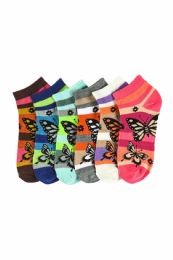 432 Wholesale Girls Printed Casual Spandex Ankle Socks Size 9-11