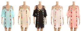 24 Pieces Ladies Tribal Design Beach Cover Up With Embroidery - Women's Cover Ups