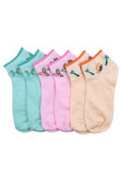 216 Pairs Girls Printed Casual Spandex Ankle Socks Size 9-11 Wings - Girls Ankle Sock
