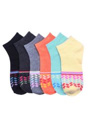 216 Pairs Girls Printed Casual Spandex Ankle Socks Size 9-11 Woven Pattern - Girls Ankle Sock