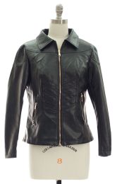 12 Pieces Faux Leather Collar Jacket Black - Women's Winter Jackets