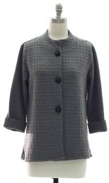 12 Pieces Mandarin Collar Textured Coat Charcoal - Women's Winter Jackets