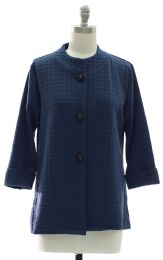 12 Pieces Mandarin Collar Textured Coat Midnight Blue - Women's Winter Jackets