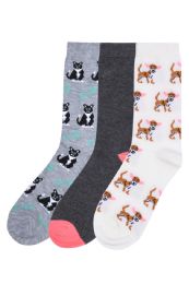 120 Wholesale Woman's Printed Crew Socks Size 9-11