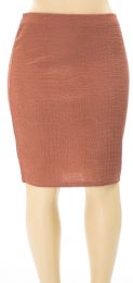 12 Wholesale Plus Embossed Pencil Skirt Brown