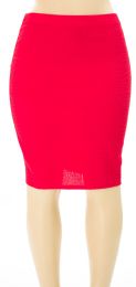 12 Wholesale Plus Embossed Pencil Skirt Red