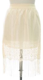 12 Wholesale Plus Plus Lace Shell Knee Length Skirt Ivory
