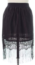 12 Wholesale Plus Plus Lace Shell Knee Length Skirt Black