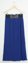12 Wholesale Faux Belt Maxi Skirt Royal Blue