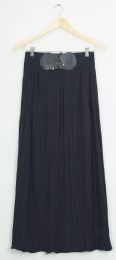 12 Wholesale Faux Belt Maxi Skirt Black