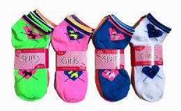 60 Pairs Girls Printed Ankle Socks Size 6-8 Hearts - Girls Ankle Sock