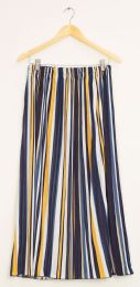 12 Wholesale Stripe Pleated Maxi Skirt Yellow Multi