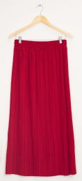 12 Wholesale Pleated Waistband Skirt Blood Red