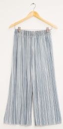 12 Wholesale Stripe Wide Leg Pleated Trousers Ice Blue