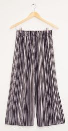 12 Wholesale Stripe Wide Leg Pleated Trousers Black Stripe