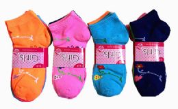 60 Pairs Girls Printed Ankle Socks Size 6-8 Floral Pattern Socks - Girls Ankle Sock