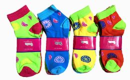 60 Pairs Womens Junior Girls Printed Ankle Socks Size 9-11 Fruit Printed Socks - Womens Ankle Sock