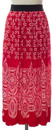 12 Pieces Printed Skirt Red - Womens Skirts