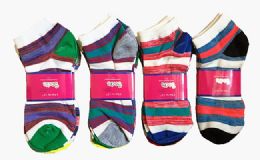 60 Wholesale Womens Junior Girls Printed Ankle Socks Size 9-11 Stripe Printed Socks
