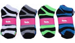 60 Bulk Womens Junior Girls Printed Ankle Socks Size 9-11 Stripe Printed Socks