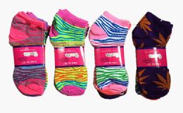 60 Pairs Womens Junior Girls Printed Ankle Socks Size 9-11 Mixed Printed Socks - Womens Ankle Sock