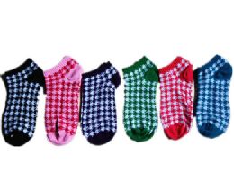 60 Wholesale Womens Junior Girls Printed Ankle Socks Size 9-11 Gingham Printed Socks