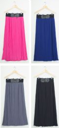 24 Pieces Faux Belt Maxi Skirt Assorted - Womens Skirts