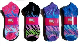 60 Wholesale Womens Junior Girls Printed Ankle Socks Size 9-11