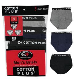 Men's 3 Pack Assorted Color Cotton Brief, Size Large