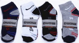 60 Pairs Mens Light Weight Ankle Socks, Printed Performance Athletic Socks Size 10-13 - Mens Ankle Sock