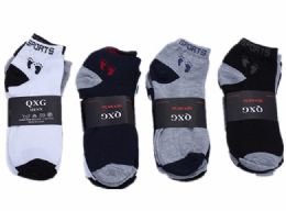 60 Wholesale Mens Light Weight Ankle Socks, Printed Performance Athletic Socks Size 10-13
