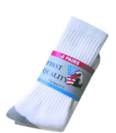 60 Wholesale Mens White With Gray Heel And Toe Sport Athletic Socks Size 10-13 Cotton Blend