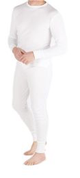 36 Units of Men's White Thermal Cotton Underwear Top And Bottom Set, Size Small - Mens Thermals