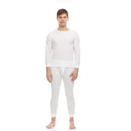 36 Units of Men's White Thermal Cotton Underwear Top And Bottom Set, Size Medium - Mens Thermals