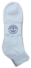 24 Wholesale Yacht & Smith Men's Athletic Ankle Socks, Soft Cotton Terry Cushioned, King Size13-16 Solid White