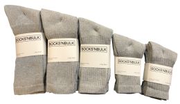 Mixed Sizes Of Cotton Crew Socks For Men Women Children In Solid Gray
