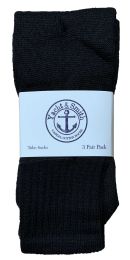 24 Bulk Yacht & Smith Kids Solid Tube Socks Size 6-8 Black Bulk Pack