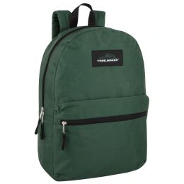24 Pieces Classic 17 Inch Backpack Solid Green - Backpacks 17"