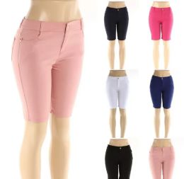 48 Pieces Womens Fashion Solid Color Shorts In Assorted Color - Womens Shorts