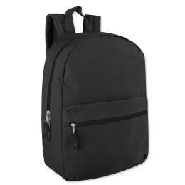 24 Pieces 17 Inch Solid Backpack In Black - Backpacks 17"