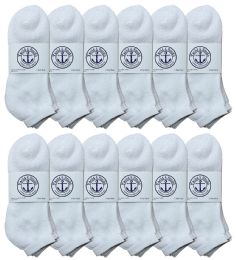 24 of Yacht & Smith Men's King Size No Show Cotton Ankle Socks Size 13-16 White