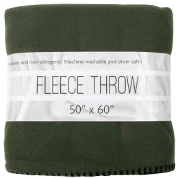 24 Wholesale Fleece Blankets 50" X 60" - Green Only