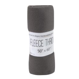 24 Wholesale Fleece Blankets 50" X 60" - Grey Only